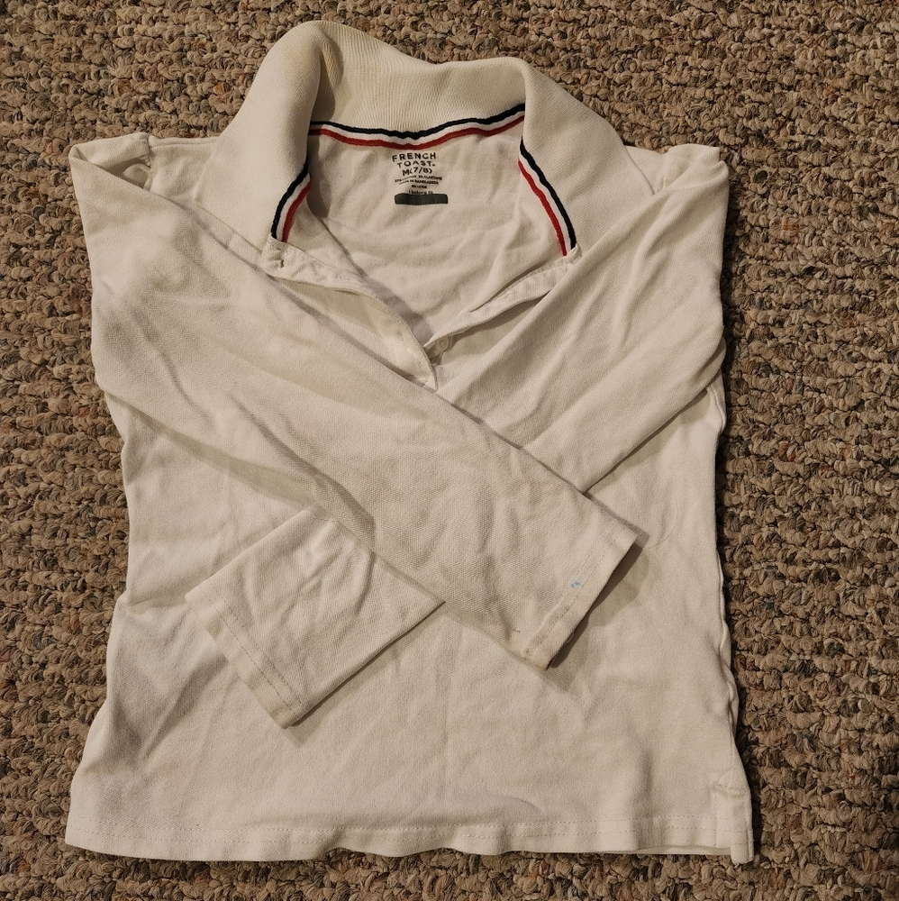 HP Girls long sleeve white polo shirt size medium 7/8